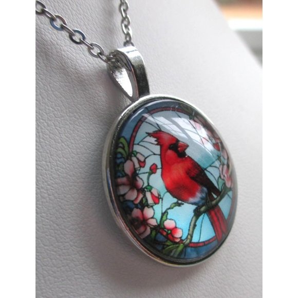 New Cardinal Pendant Necklace Stainless Chain Bird Lover Watcher Jewelry - Picture 3 of 8